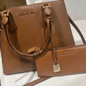 Michael Kors Brown Totes with Gold Accents